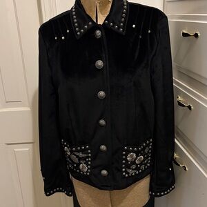 Double D Ranch Black Velvet Blazer with Silver Studs
